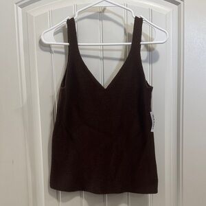 Old Navy Dark Brown V-Neck Knit Tank Top